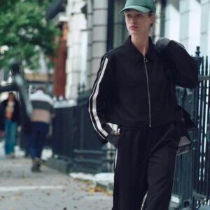 NWT ZARA JACKET WITH SIDE STRIPES BLACK